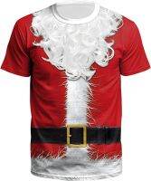 Agoky Mens Christmas Shirt Casual 3D Print Santa Claus Elf Short Sleeve T-Shirt Graphic Tees