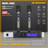 U888มิคโรฟอน Wayarles 2 Jarak Penerimaan 100ม. กำไลข้อเท้าผู้หญิง UHF FM ตัน