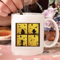 Halloween Mug Cute House Spider Bat Horror Ghost Nordic Coffee Cups with Big Handrip Happy Halloween Colored Ceramics Juice Mugs