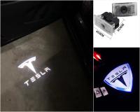 1คู่ TESLA LED ประตูไฟรถยนต์แสงเลเซอร์เงาโลโก้ สำหรับ Tesla Model S / X / Y / 3 โปรเจคเตอร์ เช็ต2ชิ้น / ติดตั้งง่าย / จัดส่งด่วน / Courtesy door shadow TUNING lights