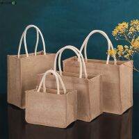 Burlap Tote Bags Blank Jute Beach Shopping Handbag Vintage Reusable Gift Bags with Handle for Grocery Crafts Birthday Parties