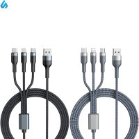 สายถักอะแดปเตอร์สาย USB หลายสายชาร์จสายชาร์จเร็วสาย USB แบบ3-IN-1สำหรับแท็บเล็ตโทรศัพท์แล็ปท็อปเคลื่อนที่