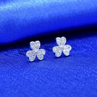 [COD] Qiaolanxuan needle earrings version simple clover zircon womens personalized wholesale