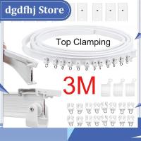 Dgdfhj Shop 3M Curved Curtain Track Rail Top Clamping Flexible Ceiling Mounted Straight Windows Balcony Curtain Pole Accessories