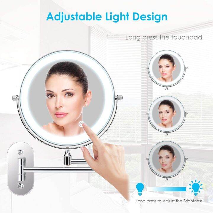 Cosmetic Mirror With LED Lighting, Illuminated Wall Mounted, Magnifying
