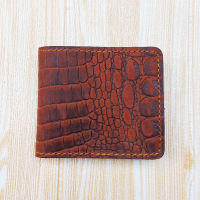 Cow Hide Leather Wallet กระเป๋าหนังวัวแท้ อัดเป็นลายจระเข้ ดูเสมือนจริง กระเป๋าสตางค์หนังวัวแท้ ใบสั้น