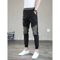 NGHG MALL-Cool net red pants mens Korean version of the trend personality tooling tide brand beam feet 9 nine-point pants mens social people slim pants