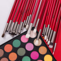 BEILI Red 30 pcs Professional Makeup Brushes Set Natural Hair Foundation Eyeshadow Eyebrow make up brush set