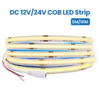 12v 24v 5m 10m LED COB Strip Light 1m 0.5m White With DC Plug/ 2pin Wire Ra 90 320LED Flexible Tape High Density Linear Lighting