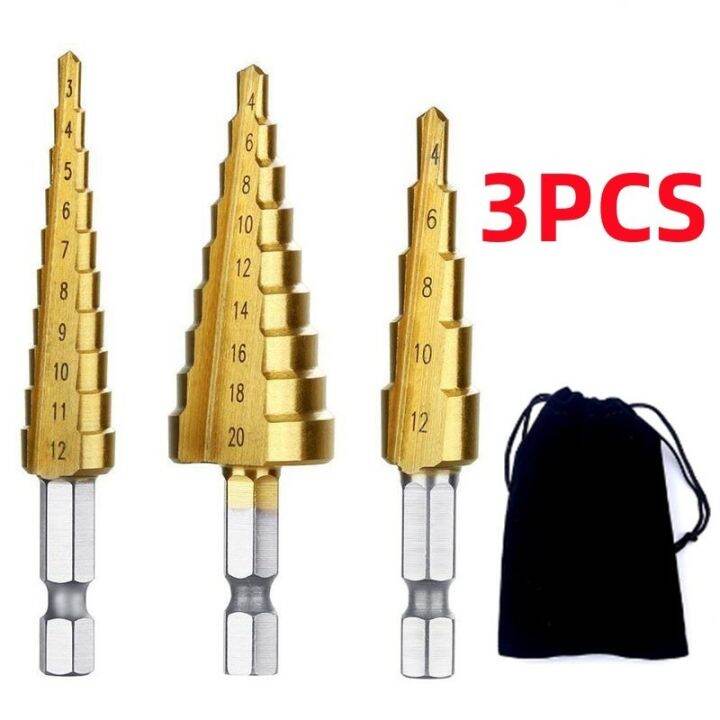 3pcs-hss-straight-groove-step-drill-bit-set-titanium-coated-wood-metal-hole-cutter-core-drill-bit-set