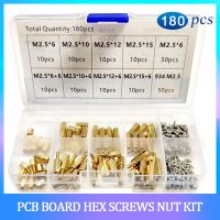 [HOT JIAZZAQQMGW 555] M2. 180ชิ้น5ทองเหลืองชายหญิง Hex Standoff เสา PCB Board เมนบอร์ด Spacer Bolt สกรูและ Nut Assortment Kit