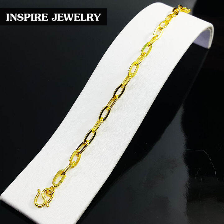 inspire-jewelry-สร้อยข้อมือทองลายโซ่ยาว-18-นิ้วปราณีตมาก