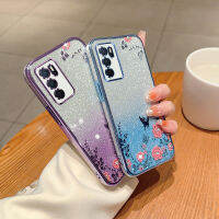 เคส A16k A16e สำหรับ OPPO A16ผู้หญิงฝาหลังซิลิโคนเคสมือถือกากเพชรส่องแสงวาวลายดอกไม้ดีไซน์แบบกากเพชรสุดหรูเคสด้านหลังเคสป้องกันแวววาว