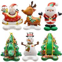 Merry Christmas Decoration Santa Claus Snowman Foil Balloon Xmas Tree Stand Ballons Christmas Party Supplies Xmas New Year Decor