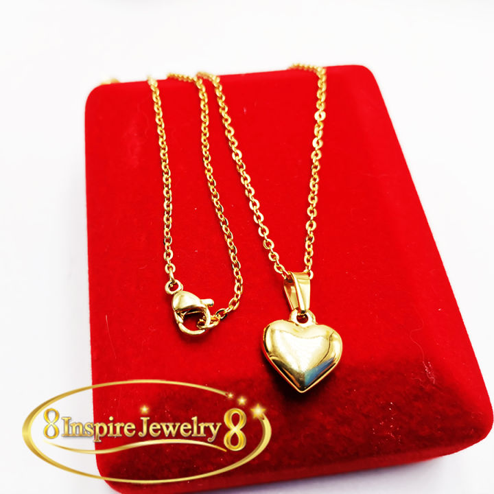 inspire-jewelry-สร้อยคอสี่ทองพร้อมจี้รูปหัวใจ-ยาว-18นิ้วงานทอง-18k-ตามแบบร้านทอง-ปราณีตมาก-งานแฟชั่น-สีทอง-สำหรับประดับชุดไทย-สวยหรู