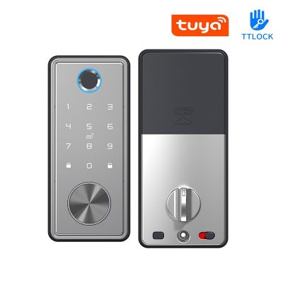 Ttlock หรือแอป Tuya Smart รีโมทคอนโทรลลายนิ้วมือ Biometrics บัตรรหัสผ่านเราสลักล็อคไฟฟ้าอัตโนมัติ
