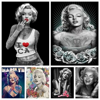 Graffiti Pop Art โปสเตอร์ภาพยนตร์ Star Tattoo Marilyn Monroe พิมพ์ภาพวาดผ้าใบ Wall Art รูปภาพสำหรับห้องนั่งเล่น Nordic Decor New