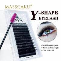 MASSCAKU dropshipping Y-shaped premium matte black individual eyelashes extension faux mink YY lash for lash artist wholesale