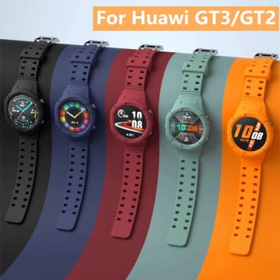 Silicone Strap + Cover For Huawei Watch GT3 GT2 42MM 46MM GT2E Bracelet Watch Band Case For Huavei GT 3 2 42 46 MM 2E GT2 Pro Wall Stickers Decals
