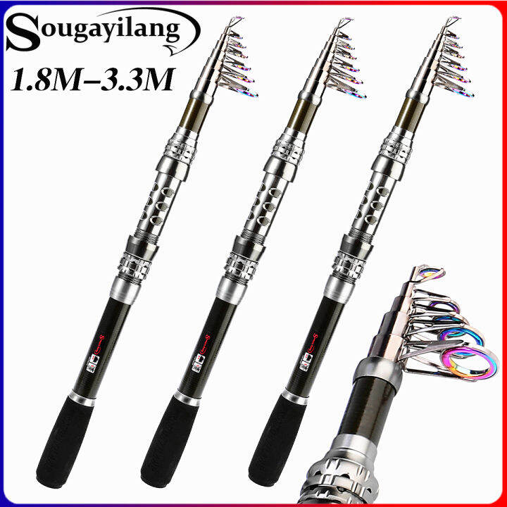 deukio teleskopik portabel tongkat pancing keramik konduktor karbon cincin jarak jauh tongkat pancing panjang 16 m