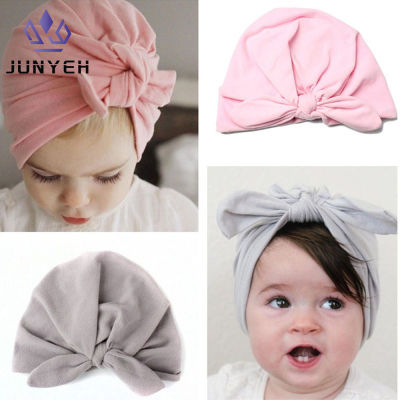 Junyeh Bowsหมวกคลุมศีรษะเด็กทารกเด็กอ่อนหญิงใบไม้ร่วงหมวกไหมพรมSoft Turbanเด็กหมวกทารกการถ่ายภาพProps
