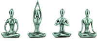 Leekung Yoga statue zen meditation decoration - Yoga statues for home decor accents,small figurine for spiritual boho retro bookshelf table desk living room decor,yoga pose shelf decor accents green gift