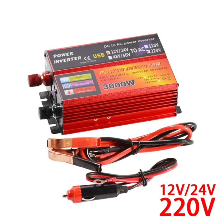 3000W Car Solar Inverter Peak Voltage Converter Transformer DC 12V&24V ...