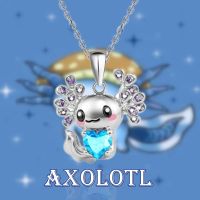 ◕✆ Cute Axolotl Cartoon Pendant Necklace Ladys Fashion Lady Animal Jewelry Exquisite Girl Pendant Love Party Fun Birthday Gift