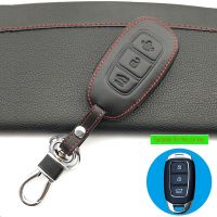 ✸ Car Style Car Leather Key Cover Key Chain Remote Box For Hyundai Key cover Key cases Car wallet 3 Button Auto Accessories shell