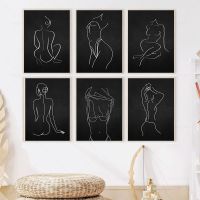 บทคัดย่อผู้หญิง Line Art พิมพ์หญิง Body Wall Art ภาพวาดผ้าใบ Nordic บทคัดย่อภาพโปสเตอร์สำหรับตกแต่งห้องนั่งเล่น Top Home Decor