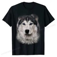 เสื้อยืดคอกลมผู้ชายพิมพ์ลายพิเศษเสื้อยืดไซบีเรียนสวย Husky Dog Face พิมพ์เสื้อยืดเสื้อยืดเสื้อยืดผ้าฝ้ายที่กำหนดเอง