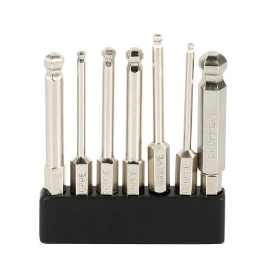 BROPPE 7Pcs S2 Magnetic Ball Screwdriver Bit 1/4inch Inch Hex Shank