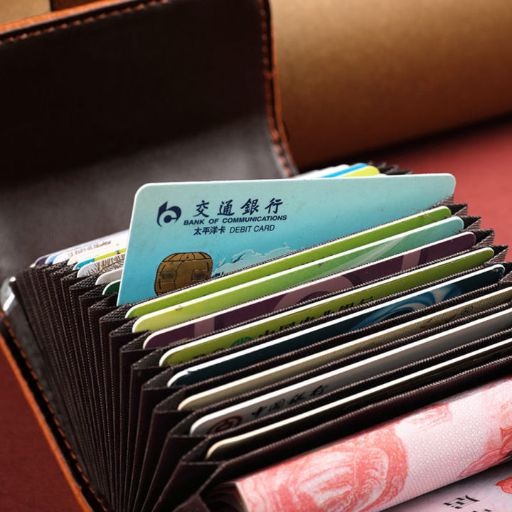 กระเป๋าเก็บบัตรใส่กระเป๋าใส่บัตรแบบหลายกระเป๋าช่องใส่การ์ดทำจากหนัง-pu-dompet-koin-บัตรเครดิต