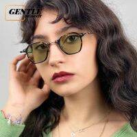 (GENTLE MOSCOT) สไตล์ตะวันตกพังก์แว่นตาสำหรับผู้ชายและผู้หญิงแฟชั่นวินเทจรูปหลายเหลี่ยมโลหะแว่นกันแดดกรอบเล็กๆ