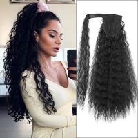 Wig chemical fiber ponytail Velcro strap wrapped corn perm small ripple long curly high ponytail