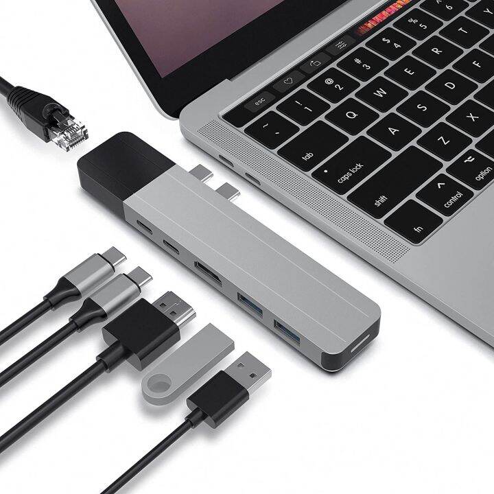 usb-คู่ฮับต่อพ่วง-c-thunderbolt-3-dock-พร้อม4k-hdmi-gigabit-ethernet-rj45-1000m-tf-ตัวอ่าน-sd-100w-pd-สำหรับ-macbook-pro-air-m1-feona