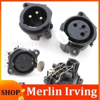 Merlin Irving Shop 1/4x 3Pin XLR Male Female Audio Panel Mount Chassis Connector 3 Poles XLR power Plug Socket Microphone Speaker Soldering Adapter