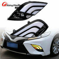 Led Daytime Running Lights Front Fogs Lamp Cover Bezel Compatible For 18-20 Camry Se Xse