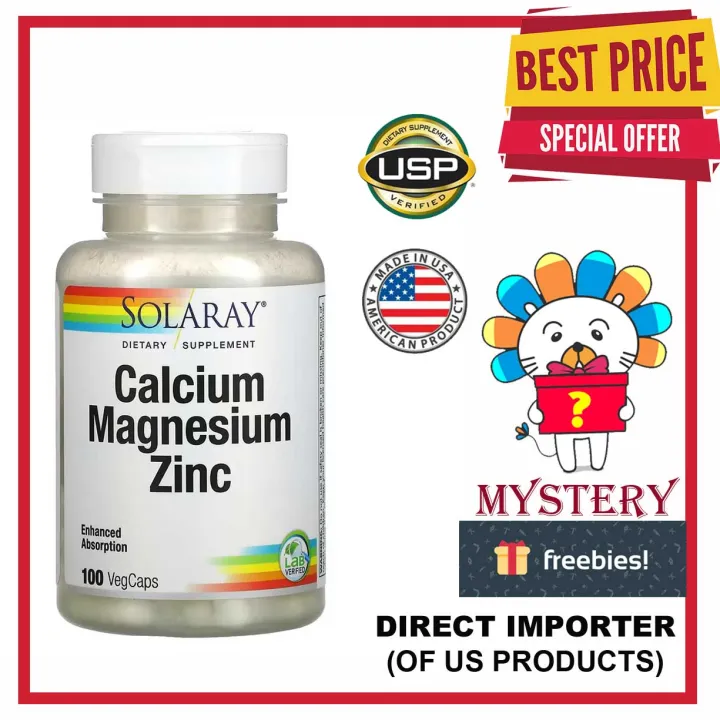 Solaray, Calcium Magnesium Zinc, 100 VegCaps Lazada PH