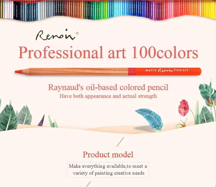 Marco Renoir 72/100 Colors Fine Sketch Pencils Professional Oily Color  Pencils Coloured Drawing Pencil Set Office School Art Supplies
