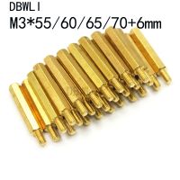 10ชิ้น M3 * 55/60/706มิลลิเมตร Hex อ่อนนุชระยะห่างทองเหลืองเกลียวเสา Pcb คอมพิวเตอร์พีซีเมนบอร์ด Standoff Spacer