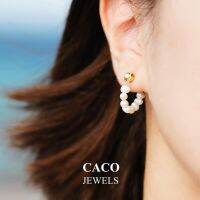 {Han Ornamornamations} CACO ต่างหูมุกน้ำจืด14K ชุบทอง925เครื่องประดับเงินปีถัดไป (1คู่)