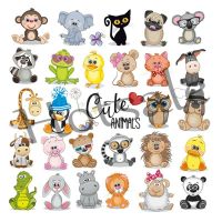 【hot sale】 ┇ B15 25Pcs/Lot Animal Patches For Clothing Washable Print On T-Shirt Diy Accessory Clothes Decoration Iron-On Clothes Dog Cat Frog