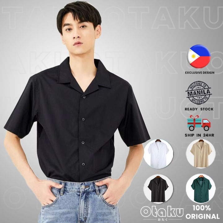 OTAKU Polo Shirt For Men Lapel Neck Short Sleeve Korean Style Fashion ...