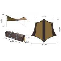 [COD]Desert &amp; Fox แคมป์ปิ้ง Sun Shelter, 5-8คนกันน้ำและ UV-Protection Beach Sun Shade,5.5X5.6M เต็นท์กลางแจ้งขนาดใหญ่ Tarps