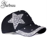 ใหม่ ~~ ใหม่ [YARBUU] แบรนด์หมวกเบสบอลพร้อม Rhinestone ดาวห้าแฉกหมวกใส่กลับด้านลำลองแฟชั่นใหม่ฤดูร้อนสีทึบดวงอาทิตย์ผู้หญิงหมวก