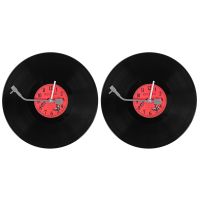 2X European Retro Nostalgic Ultra-Quiet Clock Vinyl Record Personality Wall Clock Cafe Bar Decorative Wall Clock