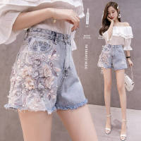 hot●S-3XL denim shorts for womens 2023 new summer clothing European style loose fitting student all in one slim high waist hole short hot pants 9232