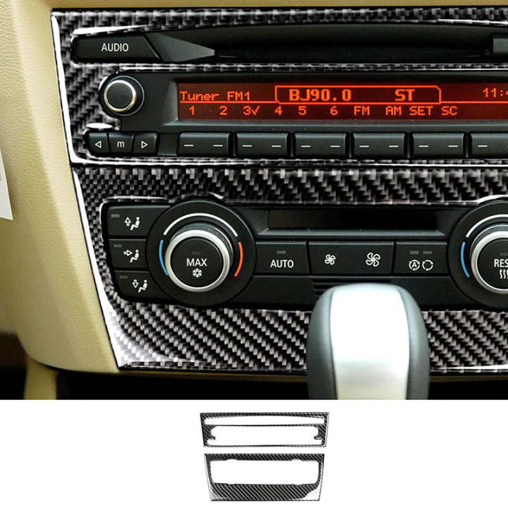แดชบอร์ดวิทยุซีดีแผงอากาศตกแต่งแพทช์คาร์บอนไฟเบอร์สติกเกอร์รถสำหรับ-bmw-2005-2012-series-3-e90-e92อุปกรณ์ตกแต่งภายใน