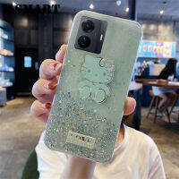 ใหม่เคสหลังแหวนขึ้นเงาฝาหลัง GT3 Realme เคสโทรศัพท์ใหม่เคสกลิตเตอร์เนื้อนุ่มโปร่งใสลาย Hello Kitty ฝาหลังเคสสำหรับ Realme Realme GT3 Realme GT3ฝาหลังรูปดาวและพระจันทร์เด็กผู้หญิง